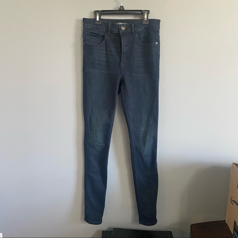 Express high waisted dark wash skinny jeans